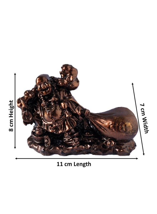 GOODMARTS Golden Feng Shui Laughing Buddha, Happy Man Drag Money Bag for Home Office Decor, Wealth, Good Luck, 8 cm - Image 3